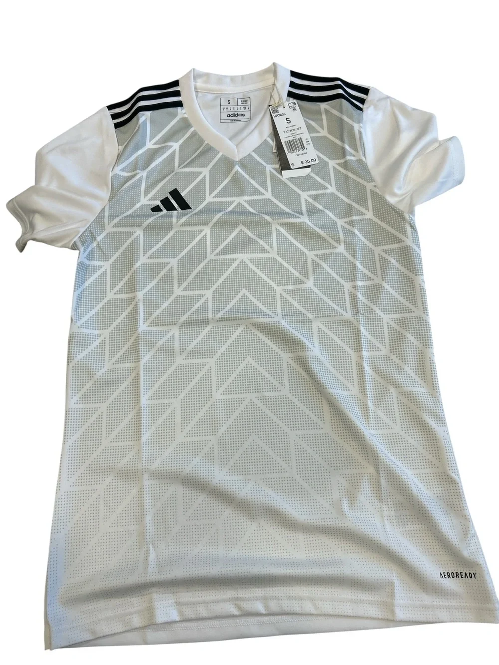 Adidas T Icon 23 Jersey Mens Small White Grey Soccer Shirt HR2630 AEROREADY